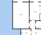 1-комн, 55кв м, этаж 3/9 улица Доватора, 84